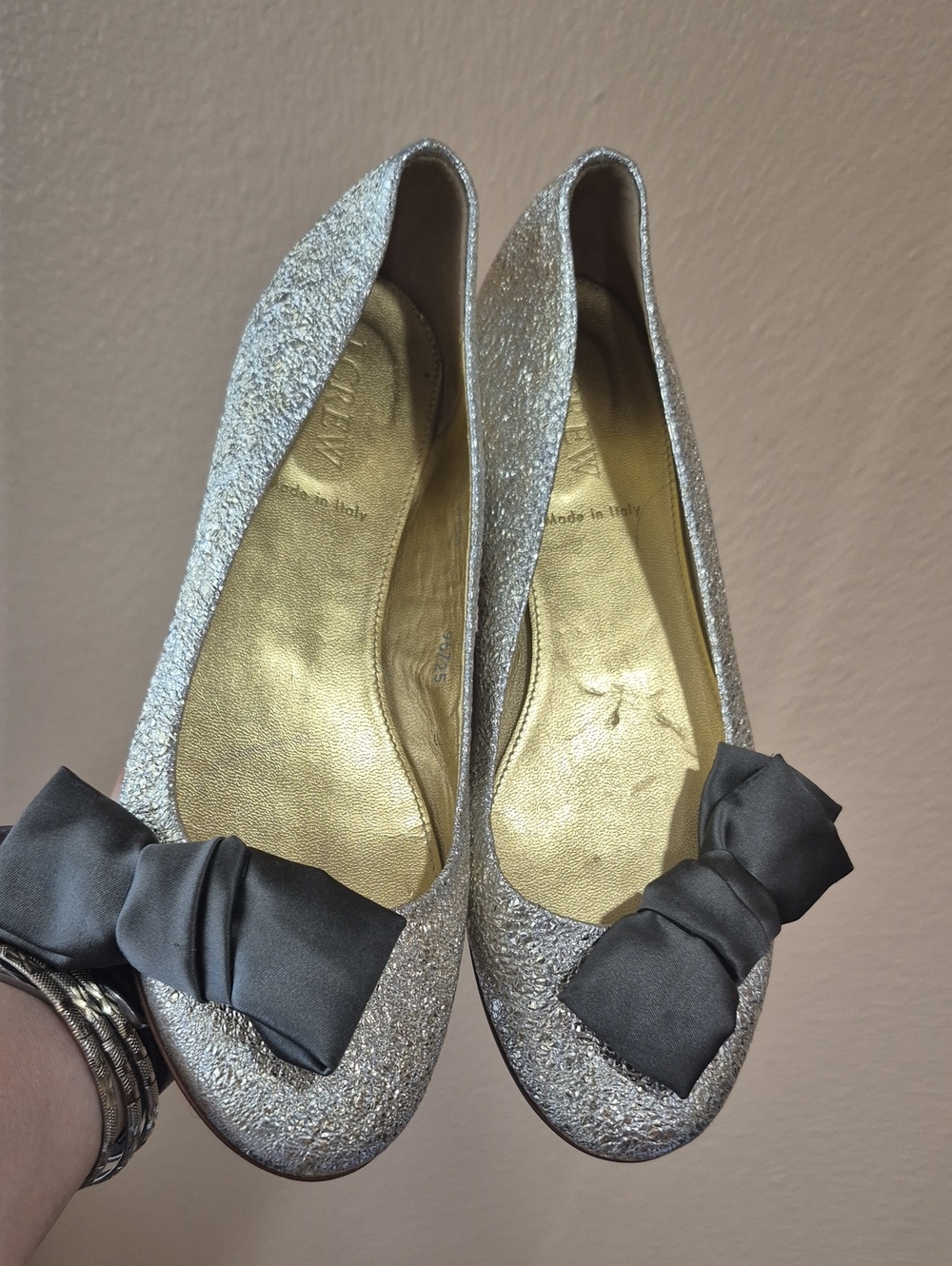 Silver Bow Accent Women’s Flats